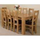 Thats Furniture Kuba 180 x 90 cm Chunky Oak Dining Table and 8 Chairs Dining Set with Yale Chairs - Brown