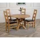 Thats Furniture Oregon Round Oak Dining Table and 4 Chairs Dining Set with Yale Oak Chairs - Brown