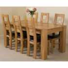 Thats Furniture Kuba 180 x 90 cm Chunky Oak Dining Table and 6 Chairs Dining Set with Yale Chairs - Brown