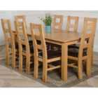 Thats Furniture Oslo 180 x 90 cm Large Oak Dining Table and 8 Chairs Dining Set with Yale Chairs - Brown