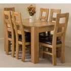 Thats Furniture Kuba 125 x 80 cm Chunky Oak Small Dining Table and 6 Chairs Dining Set with Yale Chairs - Brown