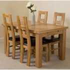 Thats Furniture Richmond 140cm - 220cm Oak Extending Dining Table and 4 Chairs Dining Set with Yale Chairs - Brown