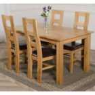 Thats Furniture Oslo 150 x 90 cm Medium Oak Dining Table and 4 Chairs Dining Set with Yale Chairs - Brown