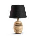 Elm Home And Garden Living Room/Bedroom Bedside Table Lamp - Wood/Fabric Shade