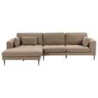 Beliani Right Hand Fabric Corner Sofa Light Brown Flam
