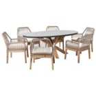 Beliani Garden Dining Set 6 Seater Oristano With Cushions Concrete Beige