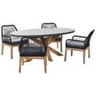 Beliani Garden Dining Set 4 Seater Oristano With Cushions Concrete Black