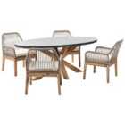 Beliani Garden Dining Set 4 Seater Oristano With Cushions Concrete Beige