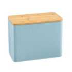 Cooks Professional Diamond Pattern Bread Bin with Linen Bag & Bamboo Cutting Board Lid - Blue