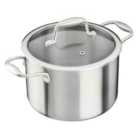 Cooks Professional Tri-Ply Stockpot Pan with Lid & Side Handles - Compatible with All Hobs & Oven Safe - 20cm