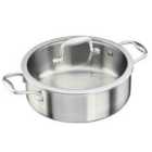 Cooks Professional Tri-Ply Saute Pan with Lid & Helper Handle - Compatible with All Hobs & Oven Safe - 24cm