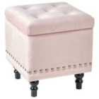 Beliani Storage Pouffe LORETTO Velvet Pastel Pink 37 cm 37 cm 40 cm