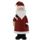 Festive 28cm Red/White Resin Santa With Sack