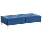 Beliani Storage Ottoman ABERDEEN Velvet Navy Blue