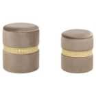 Beliani Set of 2 Storage Pouffes MEDFORD Velvet Taupe 30/34 cm 30/34 cm 38/43 cm