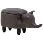 Beliani Storage Animal Stool ELEPHANT Faux Leather Dark Grey