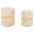 Beliani Set of 2 Storage Pouffes MEDFORD Velvet Light Beige 30/34 cm 30/34 cm 38/43 cm