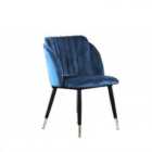 Life Interiors Single Milano Velvet Dining Chair Upholstered For Dining Room Kitchen Restaurant Office, Blue/silver