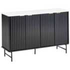 Beliani 4 Door Sideboard GLASTONBURY Marble/ Black