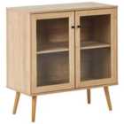 Beliani Glass Display Sideboard ALBANY 80 cm Light Brown