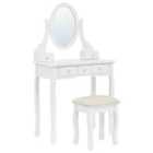 Beliani Dressing Table with Mirror and Stool GALAXIE White