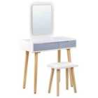 Beliani Dressing Table with Mirror and Stool DIEPPE LED White