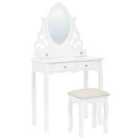 Beliani Dressing Table with Mirror and Stool AMOUR White