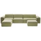 Beliani Garden Sofa With Ottoman 7 Seater Battifollo Modular Olive Green