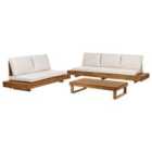 Beliani Garden Lounge Set With Table 5 Seater Marettimo Certified Acacia Wood Brown