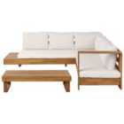 Beliani Garden Corner Sofa With Table 5 Seater Marettimo Left Hand Certified Acacia Wood Brown