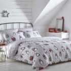 Portfolio Home Snowy Penguins Duvet Cover Reversible Bed Set, Grey, Super King