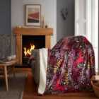 Portfolio Home Winter Stags Burgundy Extra Extra Large Xxl Faux Fur Sherpa Fleece Throw Sofa Bed Blanket Soft Cosy 200Cm X 200Cm