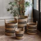 Black Striped Storage Baskets (set Of 4)