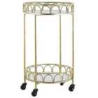 Beliani Kitchen Trolley Shafter Metal White Marble