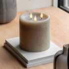 LED 3 Wick Candle Warm Grey 150X150X150mm