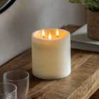 LED 3 Wick Candle Ivory 150X150X150mm