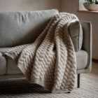 Riverbank Herringbone Knit Throw Natural 1300X1700mm