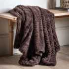 Woven Faux Fur Throw Brown 1300X1700mm