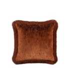 Opulence Cut Velvet Fringe Cushion Terracotta 500X500mm