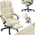 tectake Office Chair Gillian, 360 Swivel, Footrest, Velour - beige