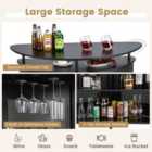 Costway 4-Tier Bar Table with Storage Shelves and 3 Stemware Holders-Black