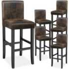 tectake Bar Stool, padded backrest, footrests, antique brown, Set of 6