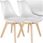 tectake Dining Chair Frederikke, Padded Seat, Wooden Legs - white