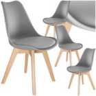 tectake Dining Chair Frederikke, Padded, Wooden Legs - grey (Set of 4)