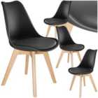 tectake Dining Chair Frederikke, Padded, Wooden Legs - black