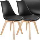 tectake Dining Chair Frederikke, Padded Seat, Wood Legs - black