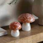 Crossland Grove Confetti Glass Mushrooms Set of 2 Burnt Orange