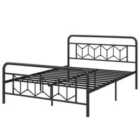 Costway King Size Metal Bed Frame With High Headboard And Mute Bar-black-king Size