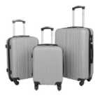 Groundlevel Delta Stripe 3 Piece Luggage Set - Silver