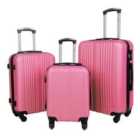 Groundlevel Delta Stripe 3 Piece Luggage Set - Pink